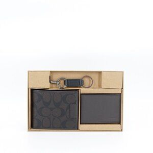 Coach Boxed 3 In 1 Wallet Gift Set Walnut Black OS